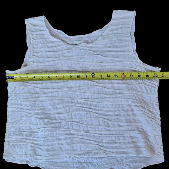 Carol Turner Tank Wavy Pleated Textured Top Cotton Blend Made in USA XL Cream - Picture 11 of 16